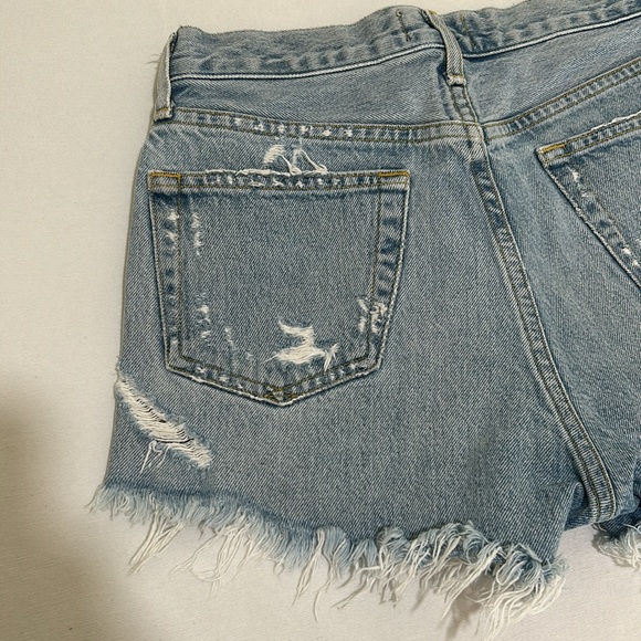 AGOLDE CUTOFF DENIM JEAN SHORT BLUE DISTRESSED MID RISE WOMEN SIZE 23 - Picture 9 of 11